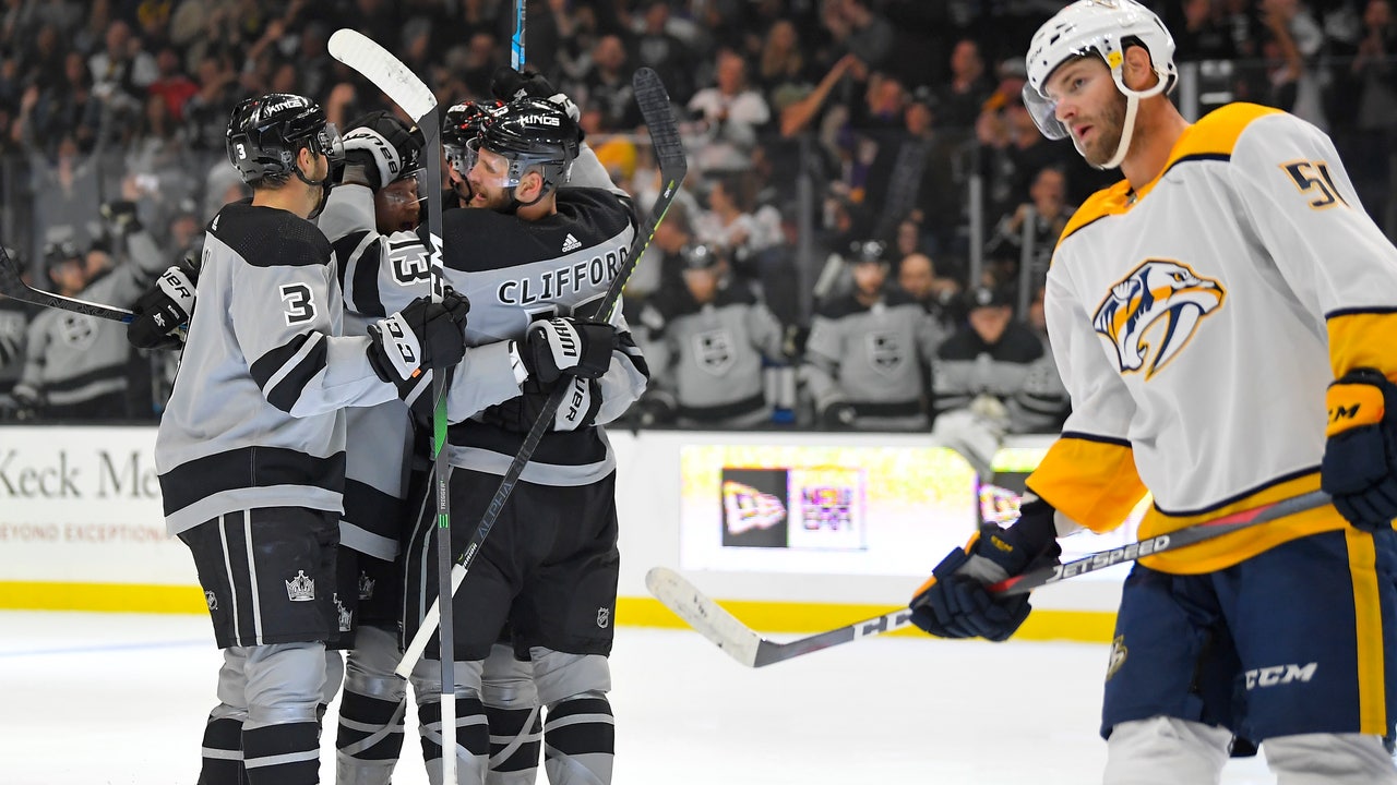 LA Kings blow 3-goal lead, rally late to blast Predators 7-4